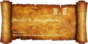 Mazák Benjamina névjegykártya